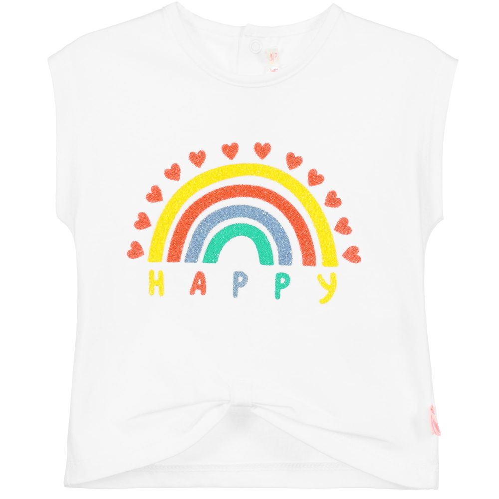 Billieblush - Weißes T-Shirt mit Regenbogen-Print | Childrensalon