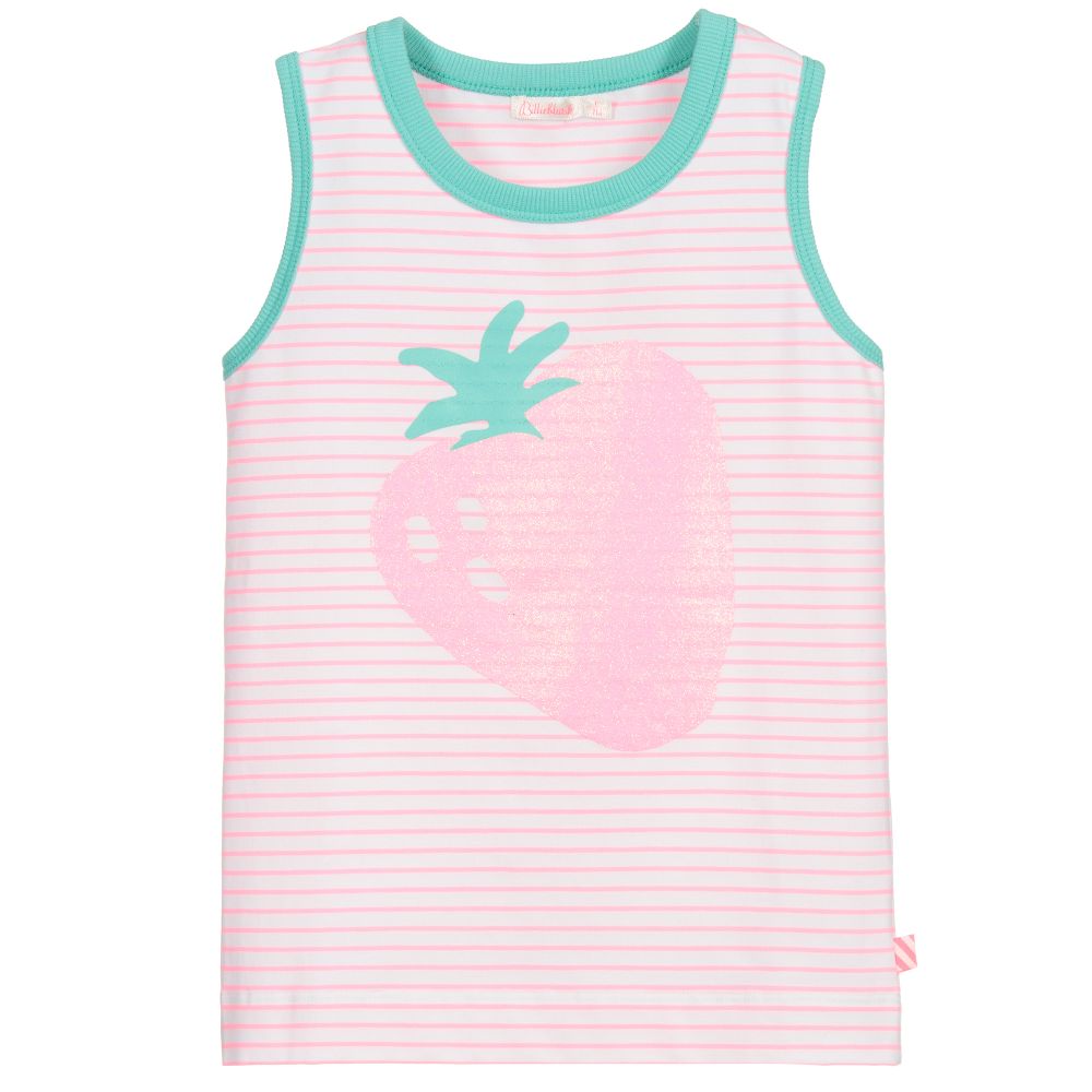 Billieblush - White Striped Strawberry Vest Top | Childrensalon