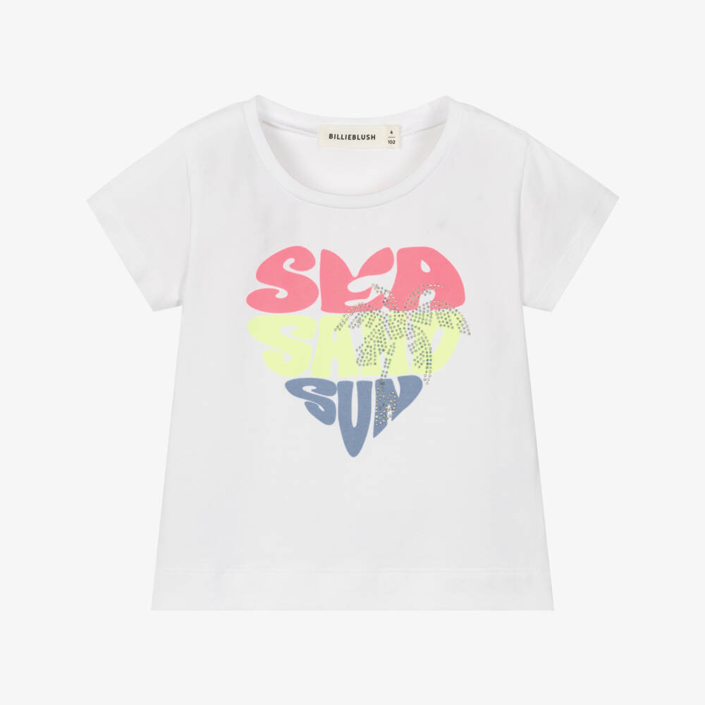 Billieblush-Белая футболка Sun Sea Sand Ss для девочек | Childrensalon Outlet