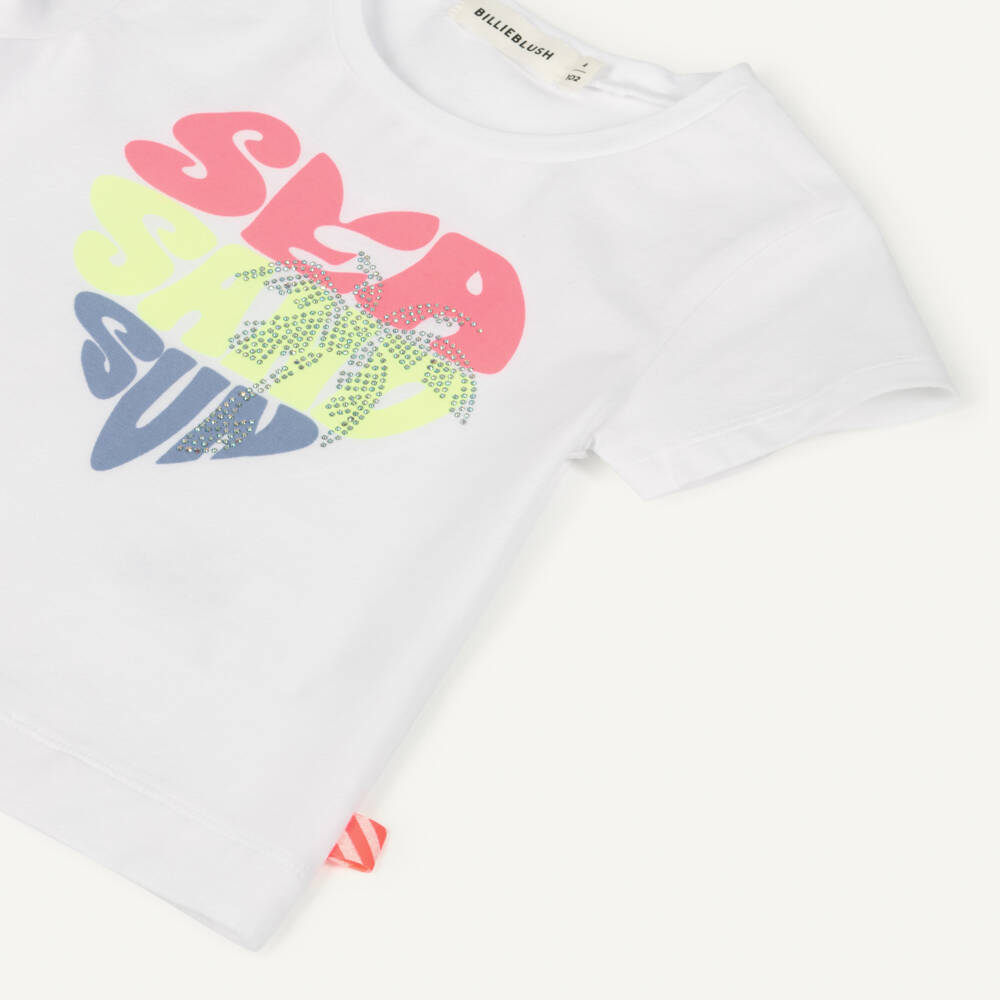 Billieblush-Белая футболка Sun Sea Sand Ss для девочек | Childrensalon Outlet