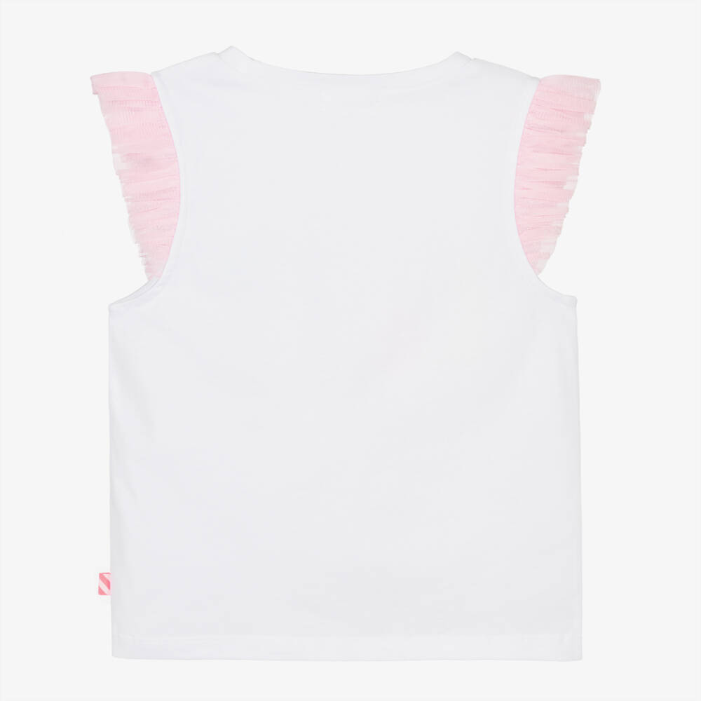Billieblush-Белый топ с отделкой из тюля | Childrensalon Outlet