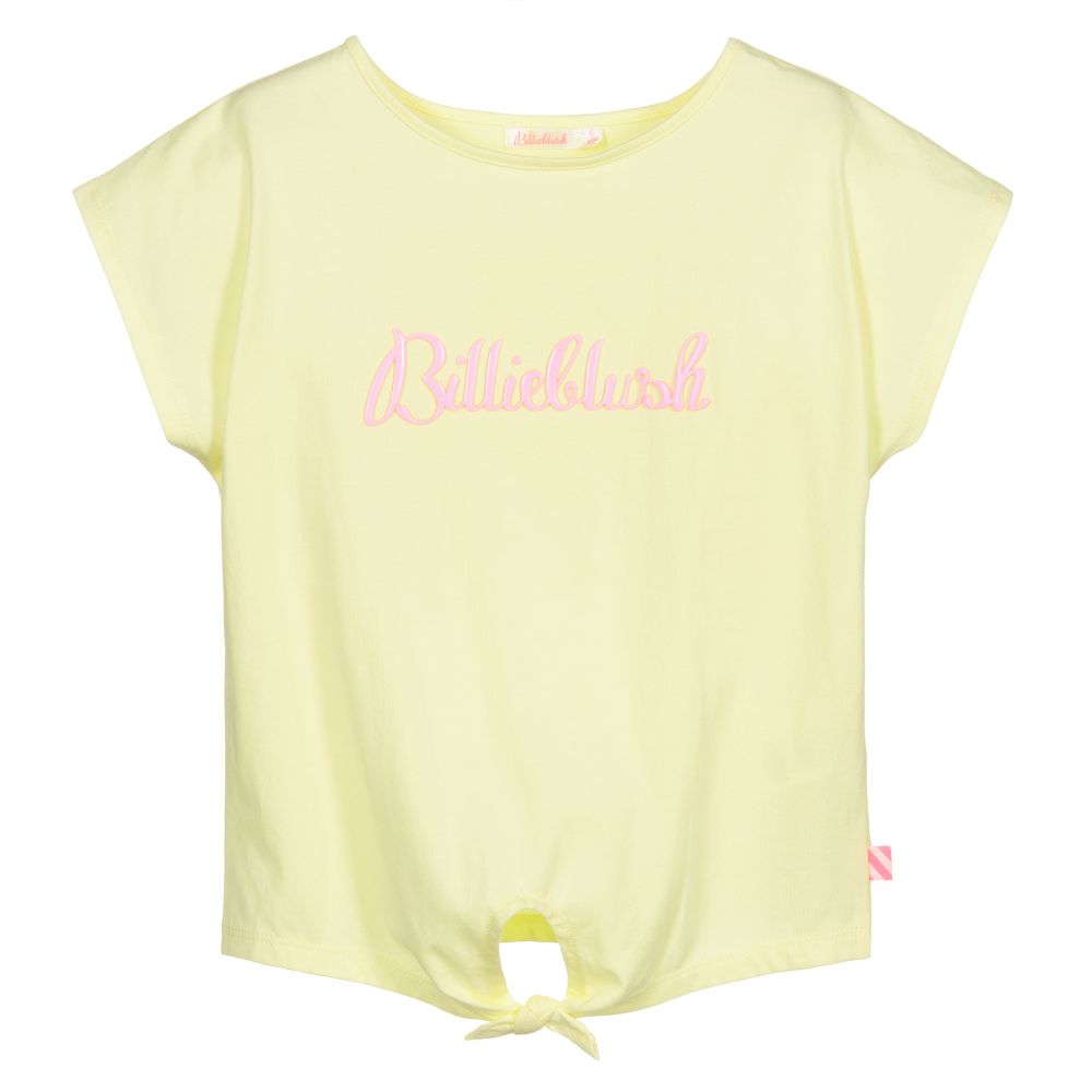 Billieblush - Yellow Cotton Logo T-Shirt | Childrensalon
