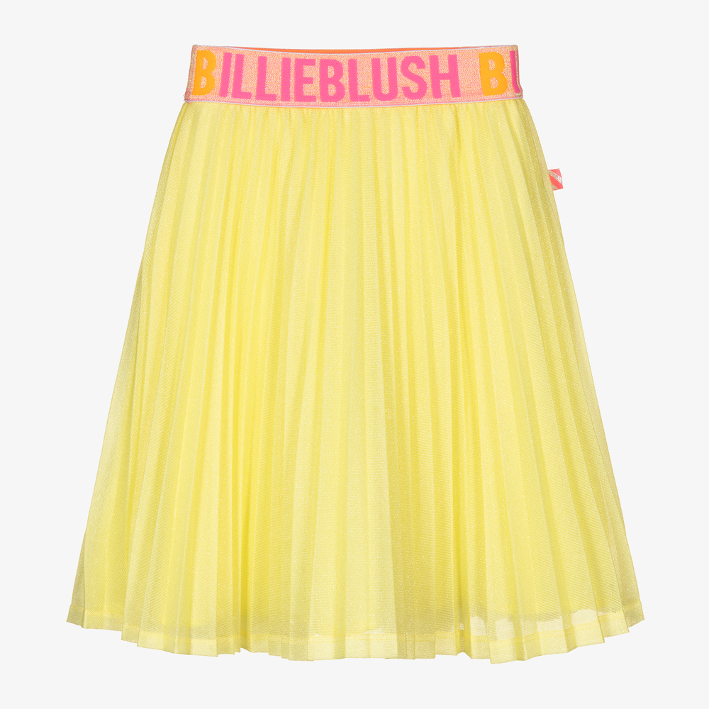 Billieblush - تنورة بكسرات لون أصفر فاقع غليتر | Childrensalon
