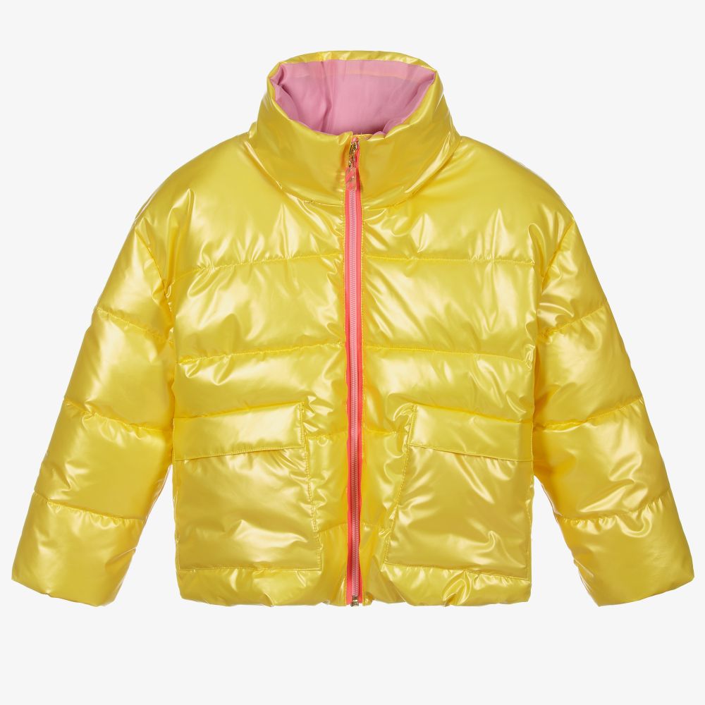 Billieblush - Yellow Hooded Puffer Jacket | Childrensalon