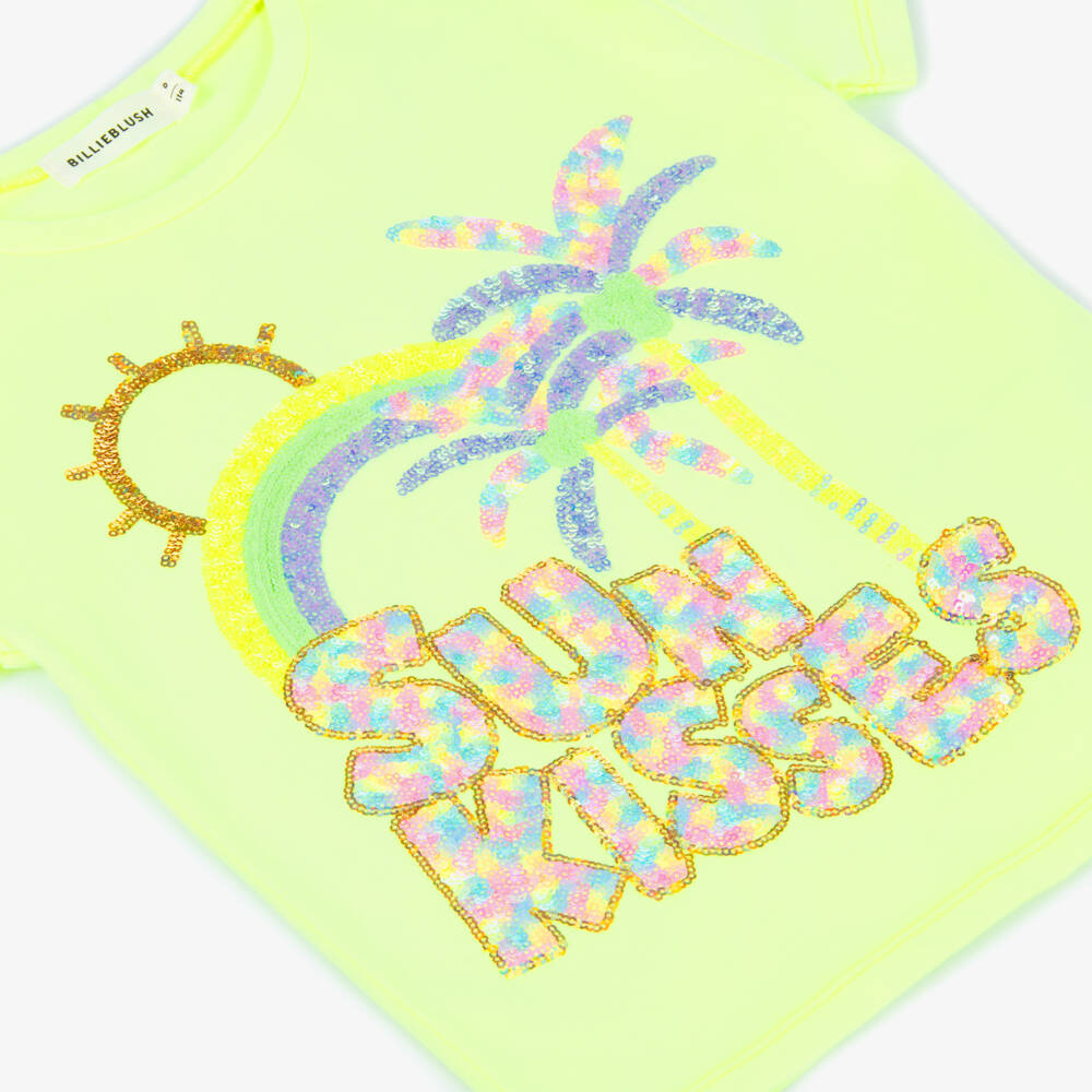 Billieblush-Yellow Sequin Palm Tree Tshirt | Childrensalon Outlet