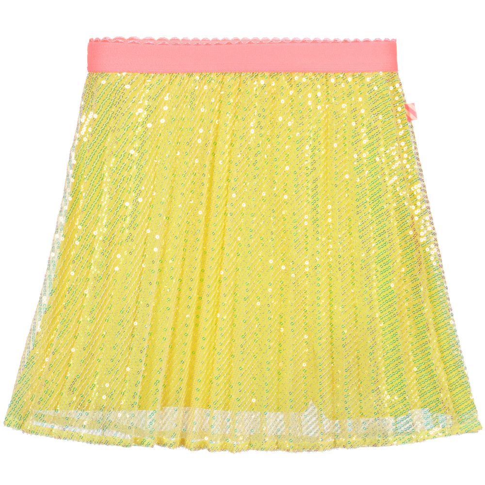Billieblush-Желтая плиссированная юбка с пайетками | Childrensalon Outlet