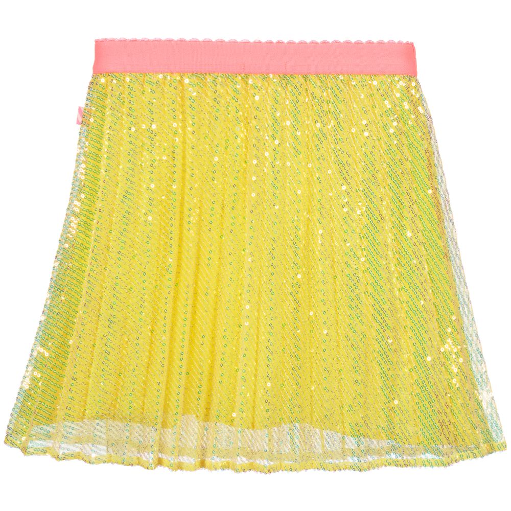 Billieblush - Jupe plissée pailletée jaune | Childrensalon