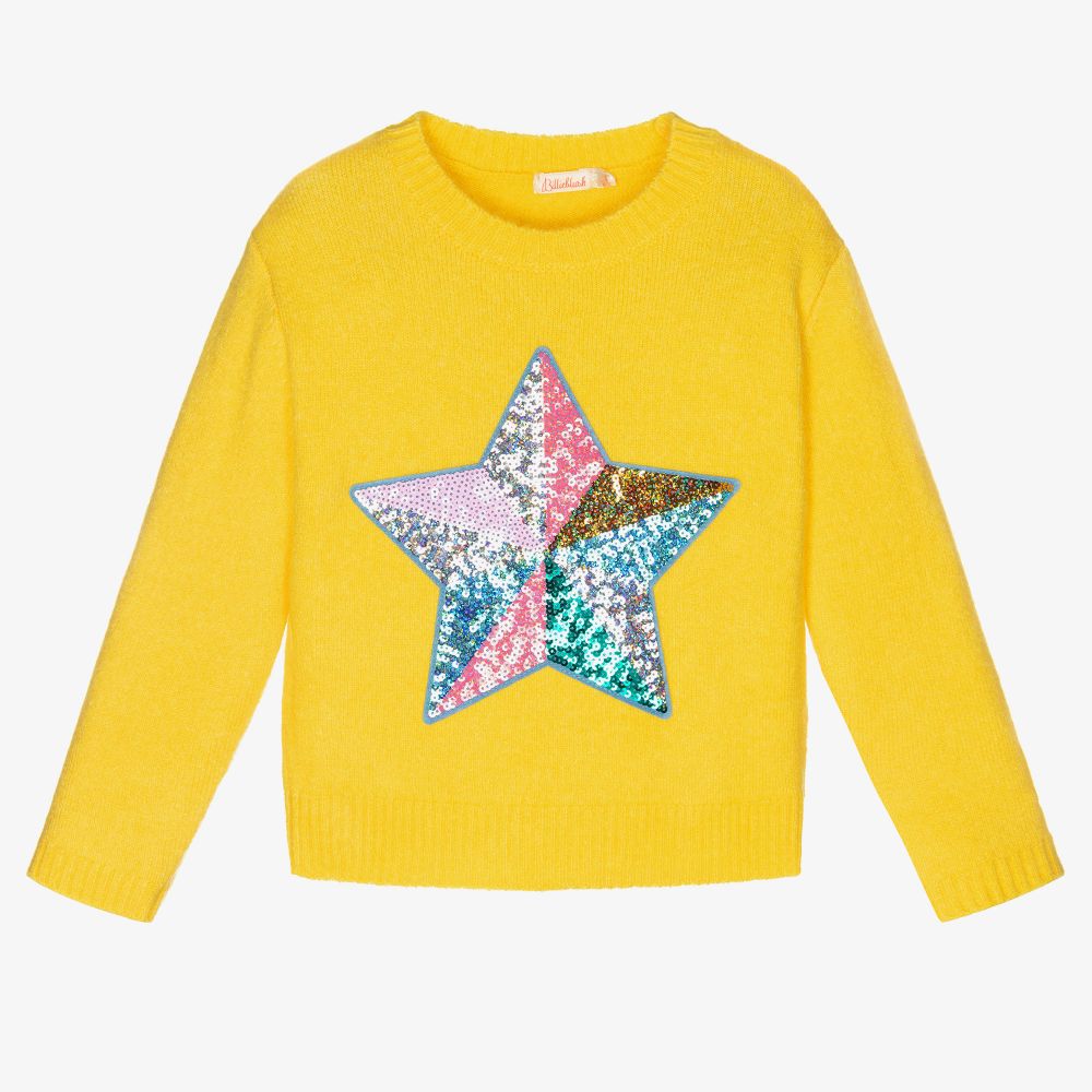 Billieblush - Yellow Star Sequin Sweater | Childrensalon