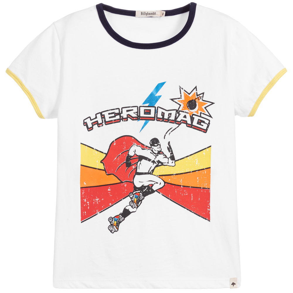 Billybandit - Boys White Cotton T-Shirt | Childrensalon