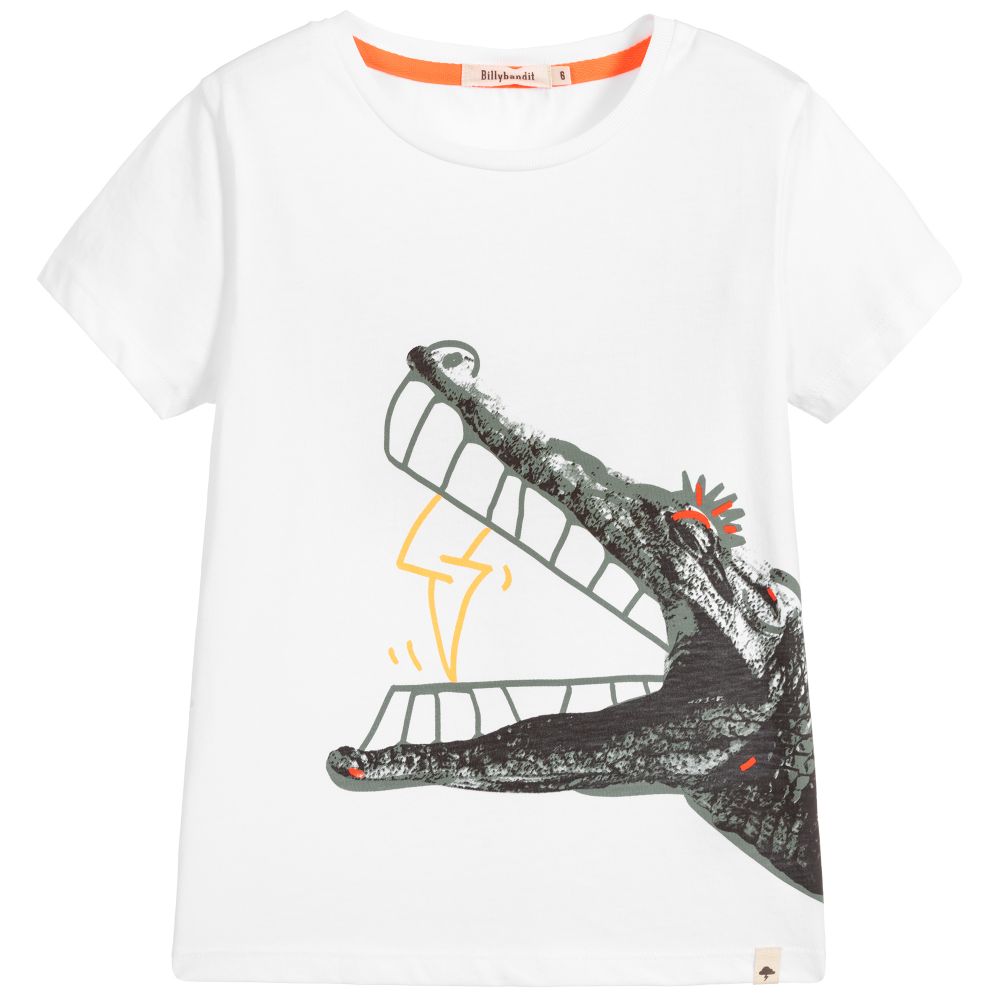 Billybandit - White Cotton Logo T-Shirt | Childrensalon