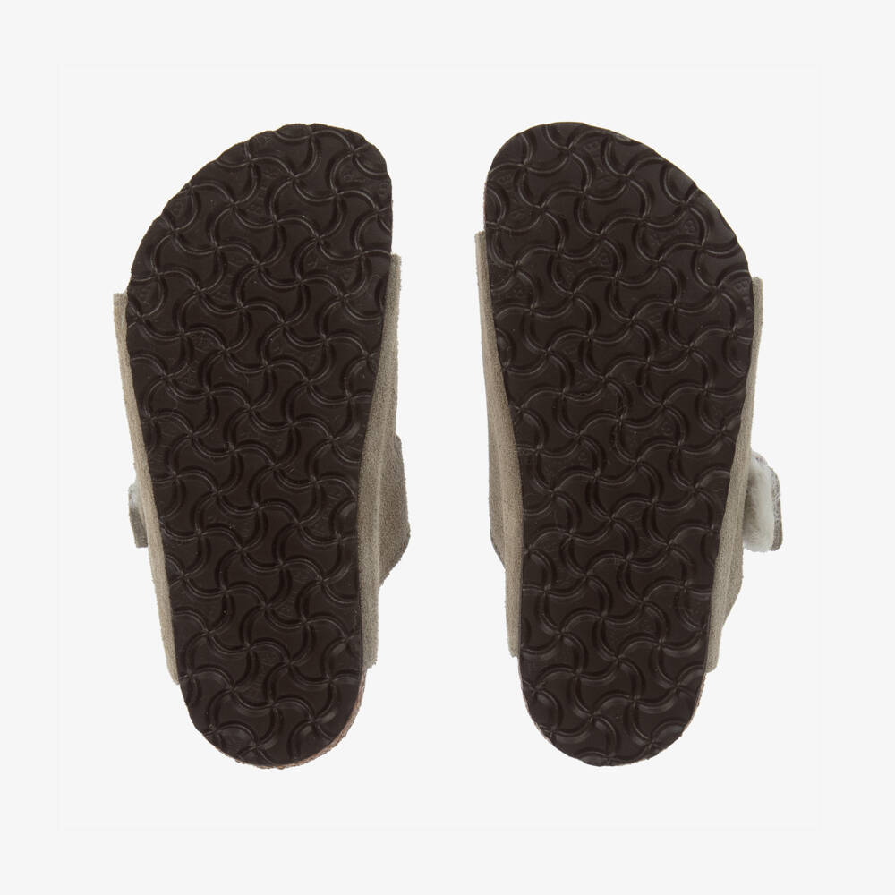 بيركنستوك-صندل جلد شامواه لون رمادي | Childrensalon Outlet