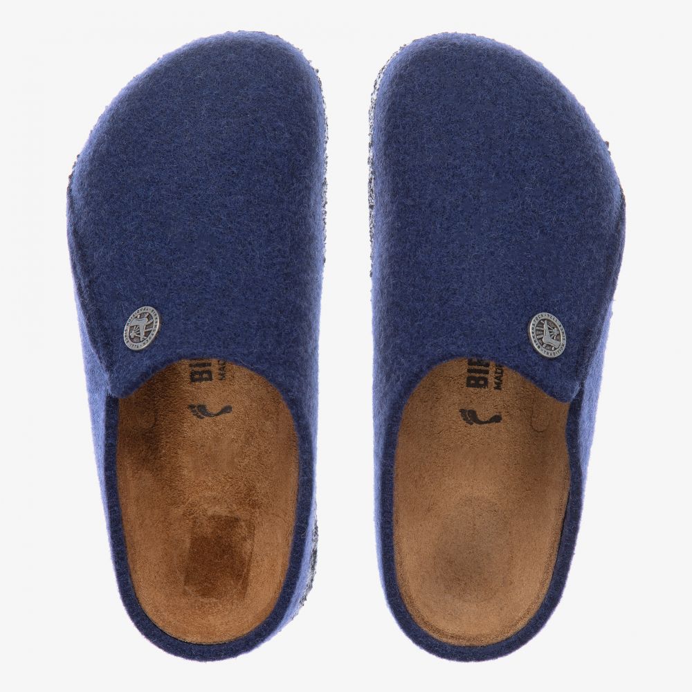 Birkenstock - Boys Blue Felted Wool Slippers | Childrensalon