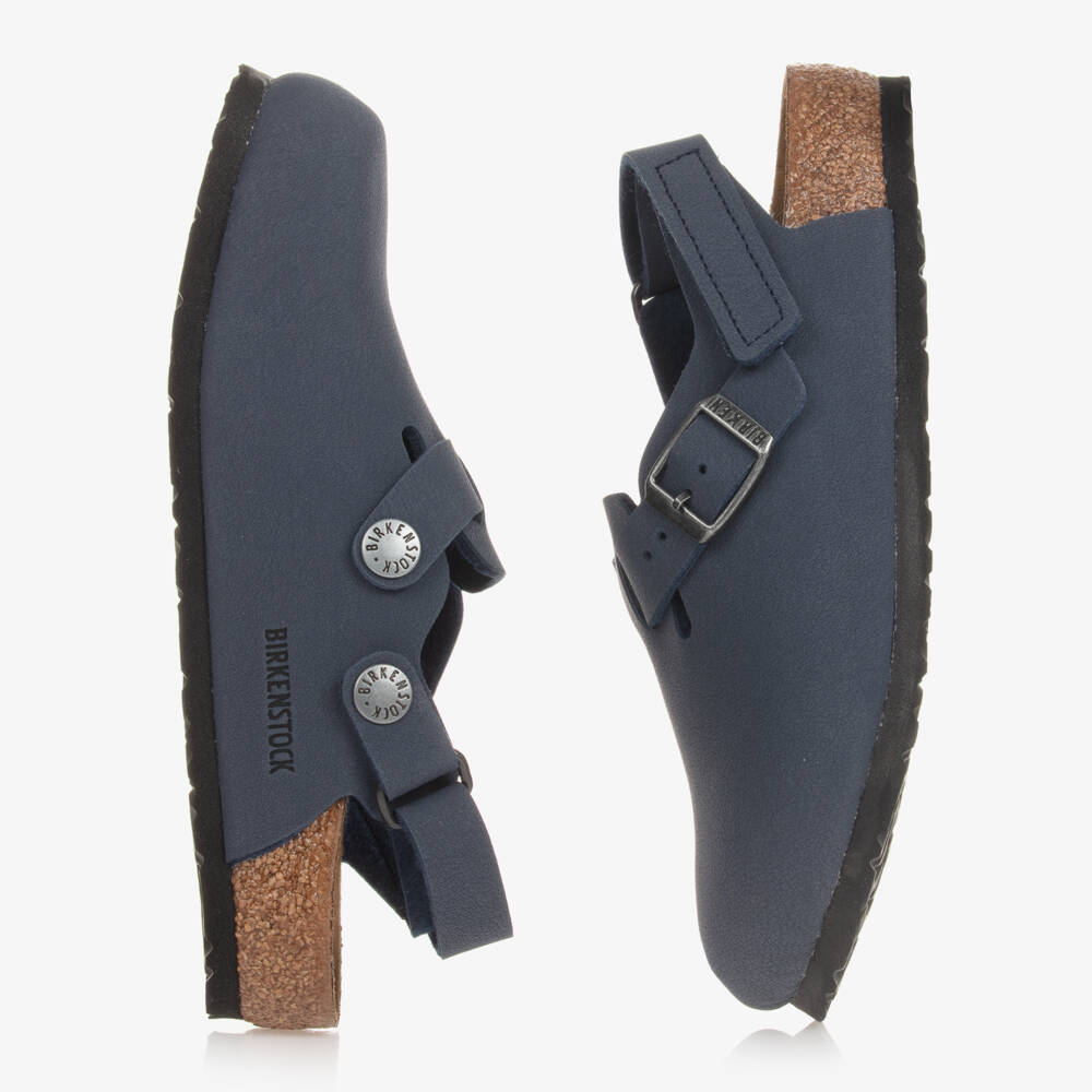 Birkenstock-Boys Grey-Blue Faux Leather Clog Sandals | Childrensalon Outlet