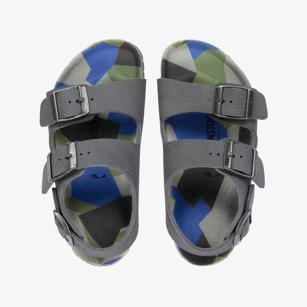 Birkenstock-Boys Grey Faux Leather Buckle Sandals | Childrensalon Outlet