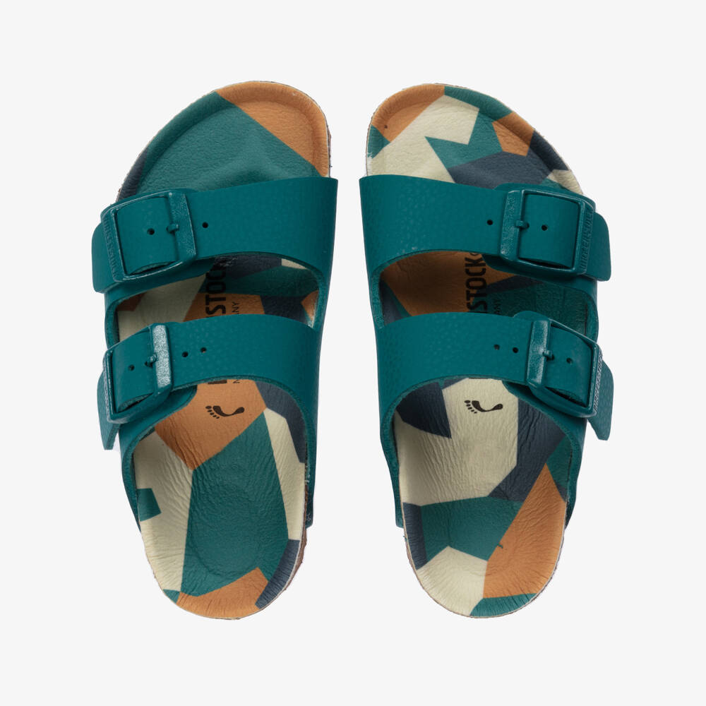 Birkenstock-Boys Teal Blue Faux Leather Sandals | Childrensalon Outlet