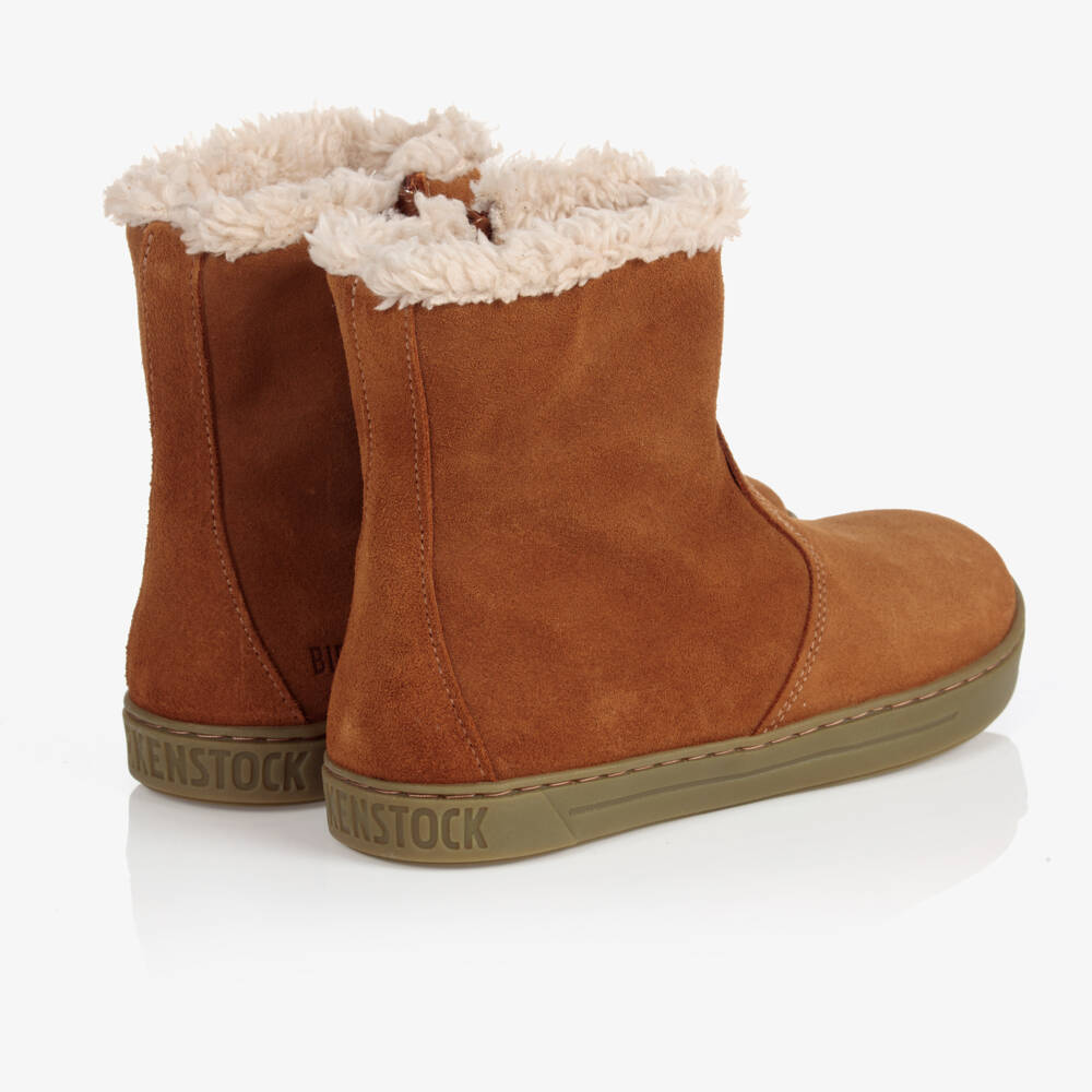 Birkenstock-Dark Tan Brown Suede Leather Boots | Childrensalon Outlet