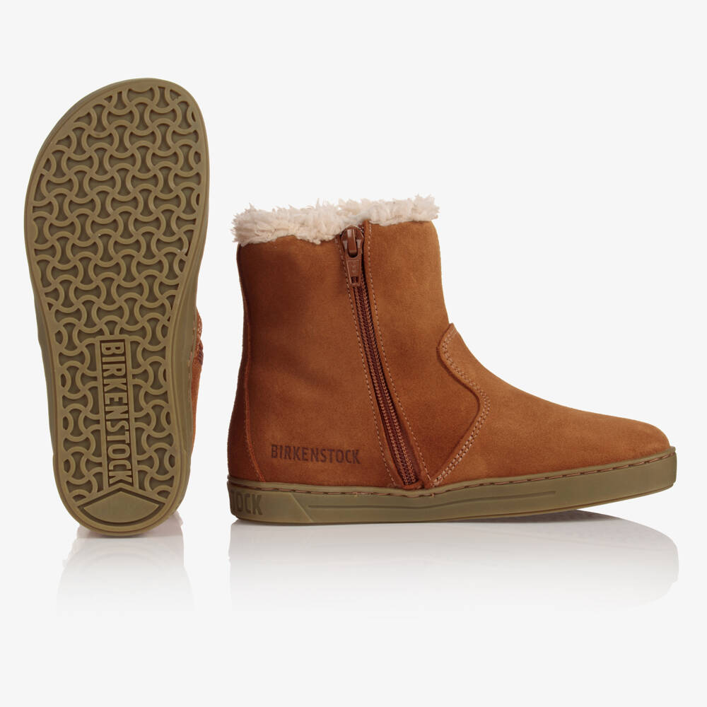 Birkenstock-Dark Tan Brown Suede Leather Boots | Childrensalon Outlet