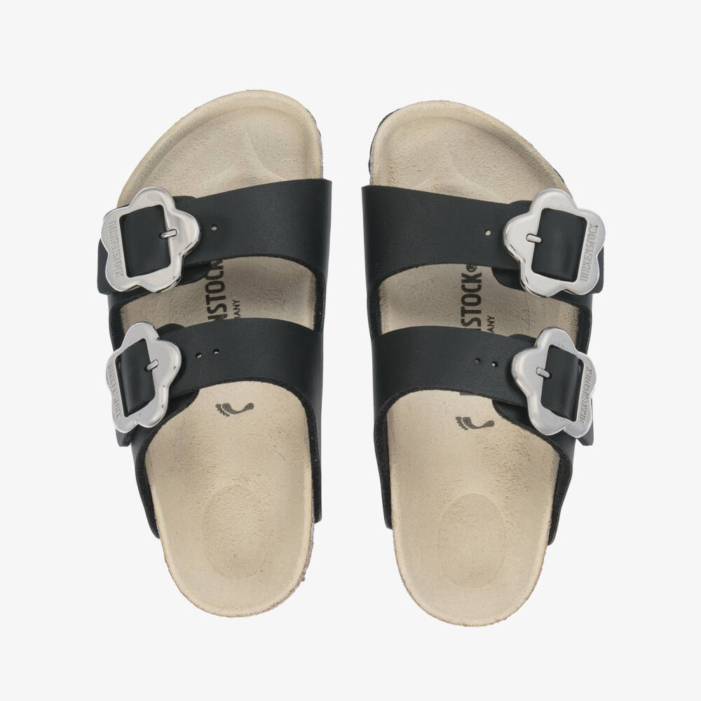 Birkenstock-Girls Black Flower Buckle Sandals | Childrensalon Outlet