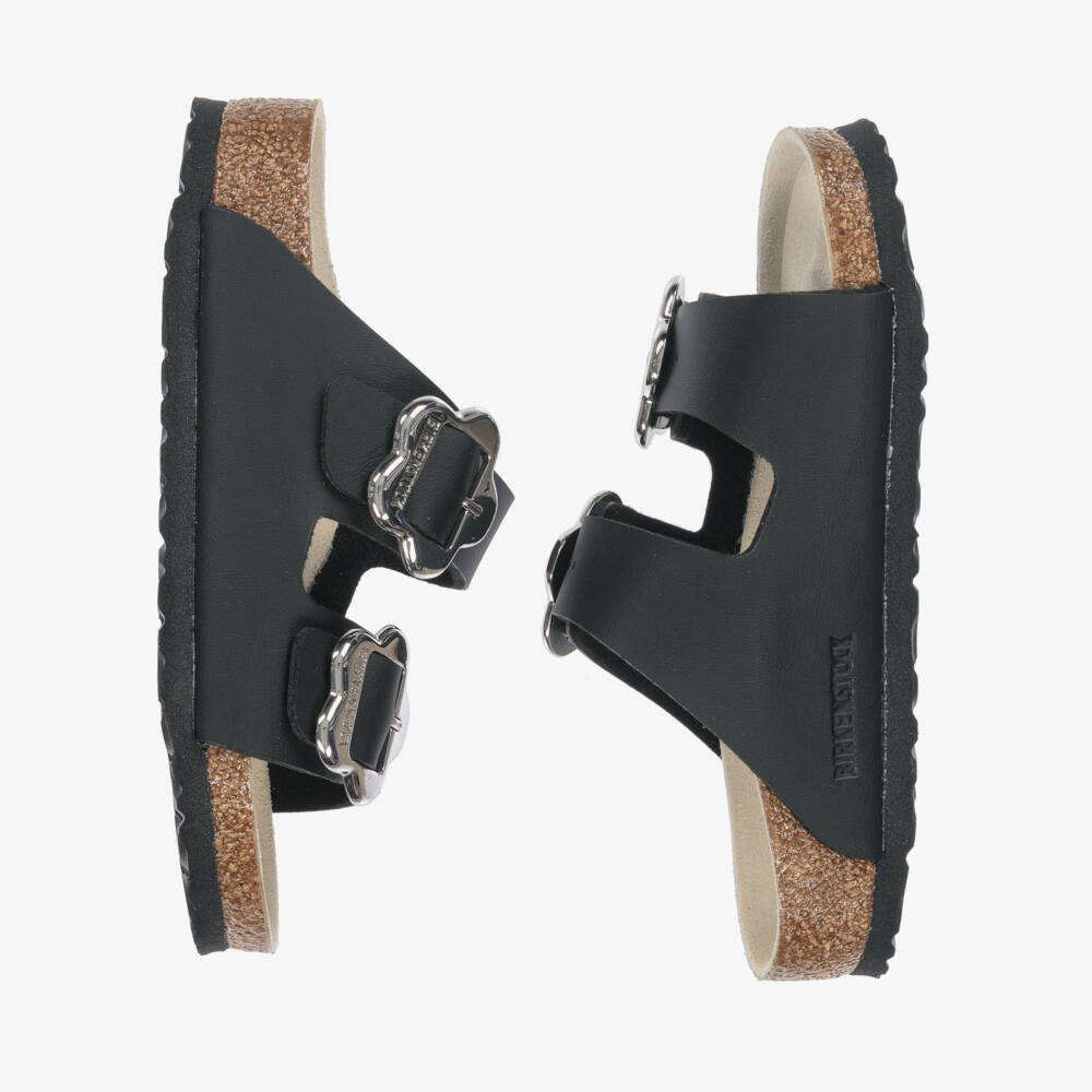 Birkenstock-Girls Black Flower Buckle Sandals | Childrensalon Outlet