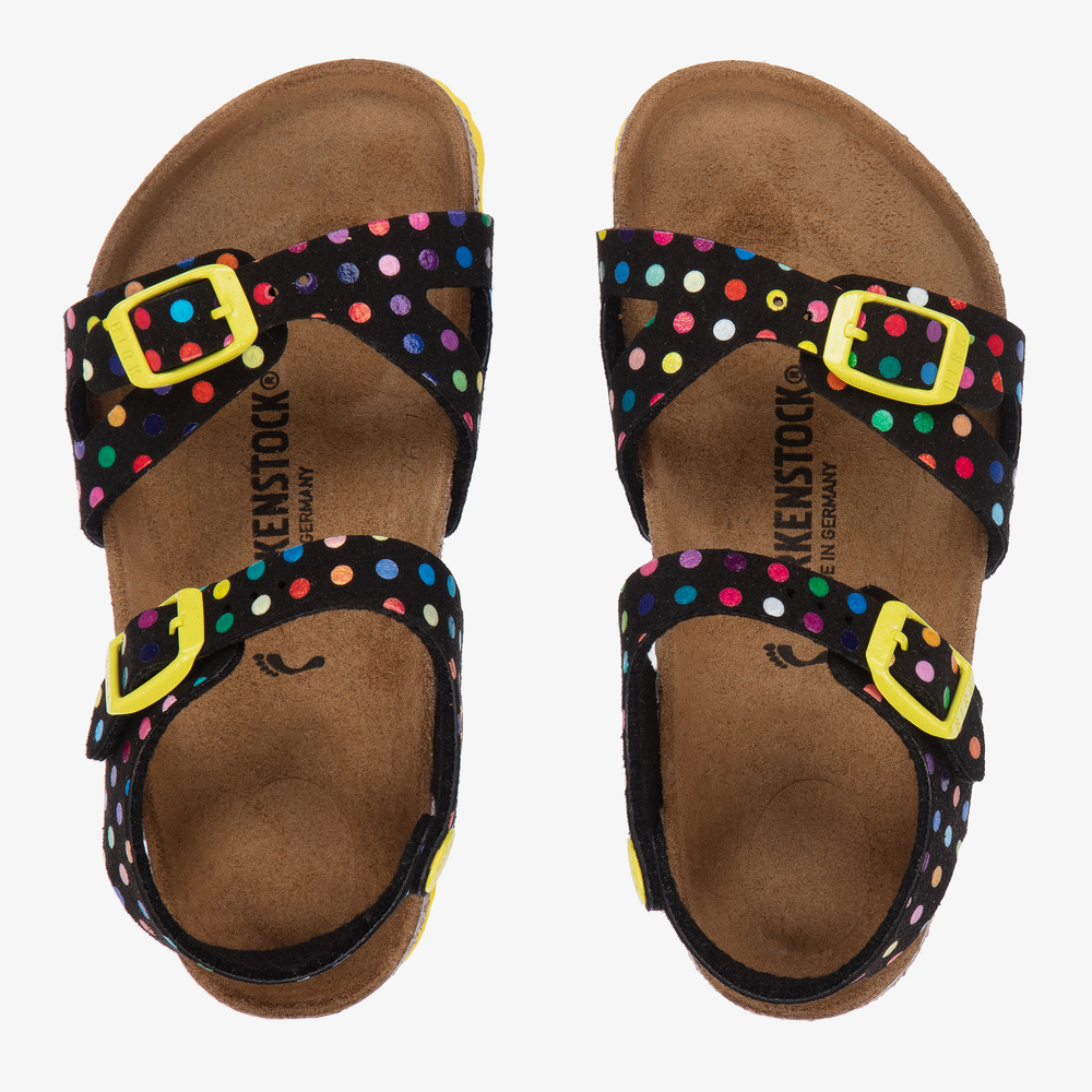 Birkenstock - Girls Black Polka Dot Sandals | Childrensalon