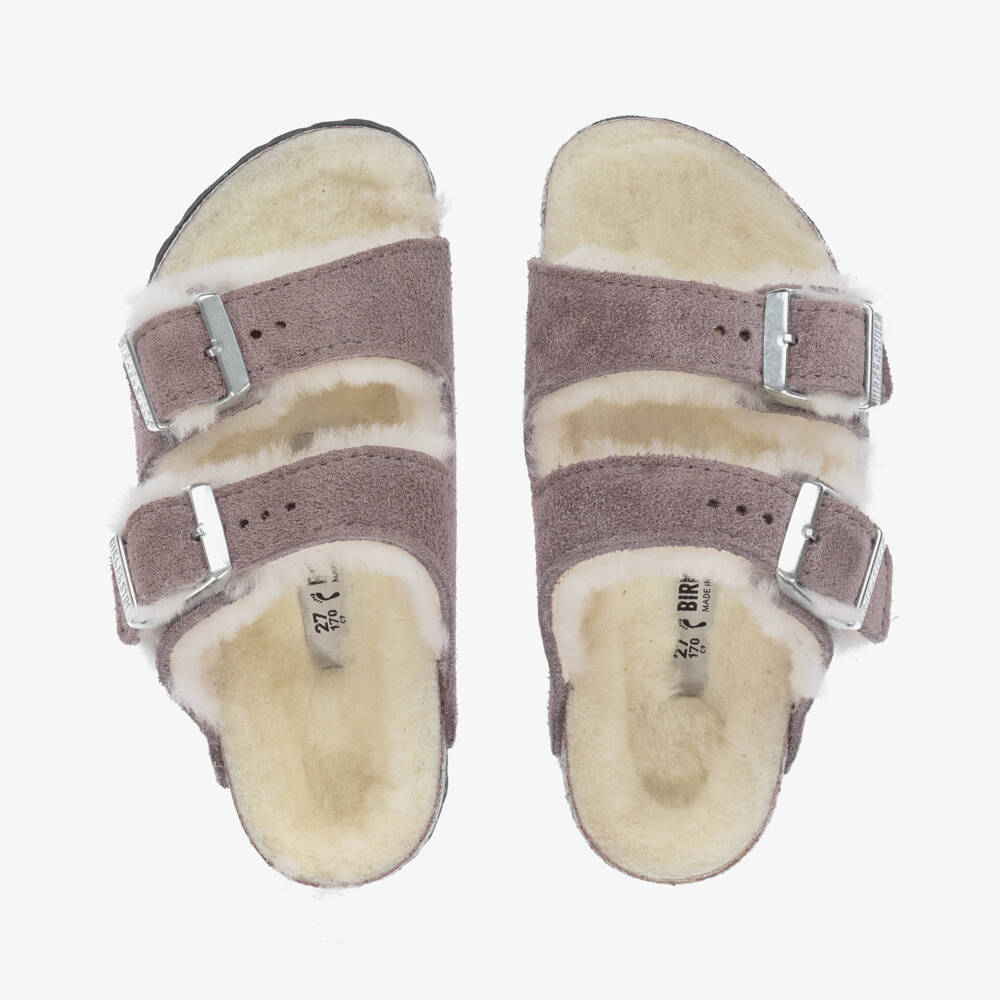Birkenstock-Girls Lilac Suede Wool Sandals | Childrensalon Outlet