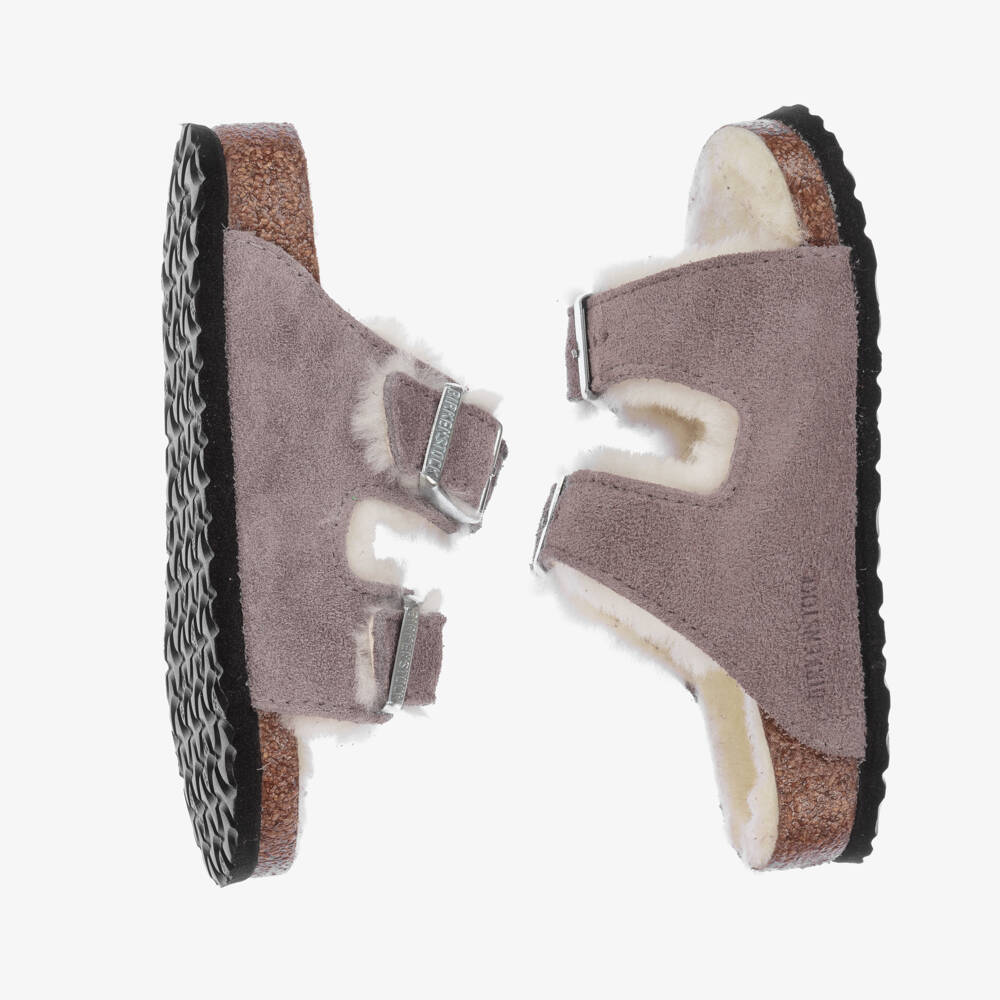 بيركنستوك-صندل شيرلينغ وشامواه لون بنفسجي للبنات | Childrensalon Outlet