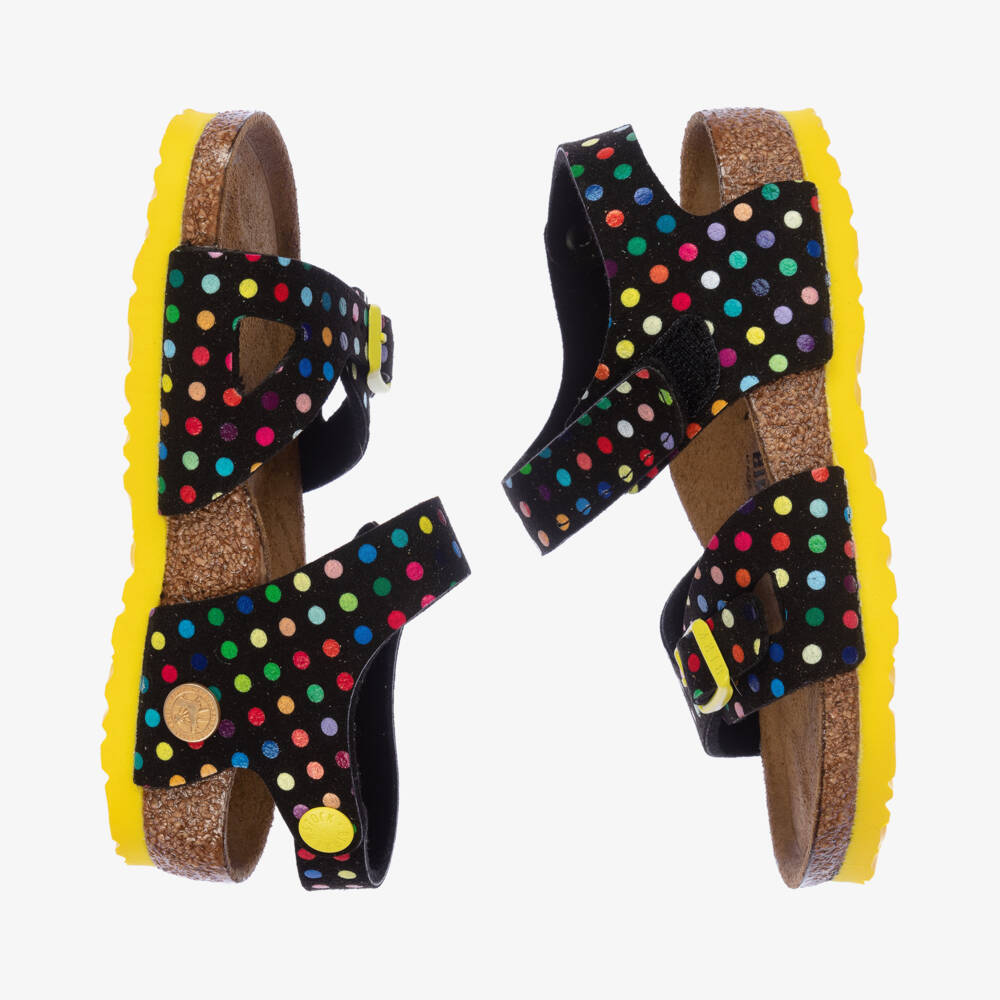 Birkenstock-Girls Polka Dot Black Sandals | Childrensalon Outlet
