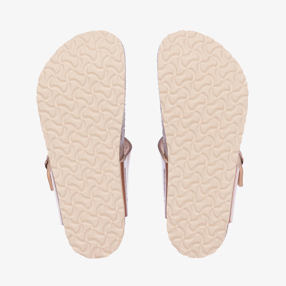 Birkenstock-Girls Rose Gold T-Bar Sandals | Childrensalon Outlet