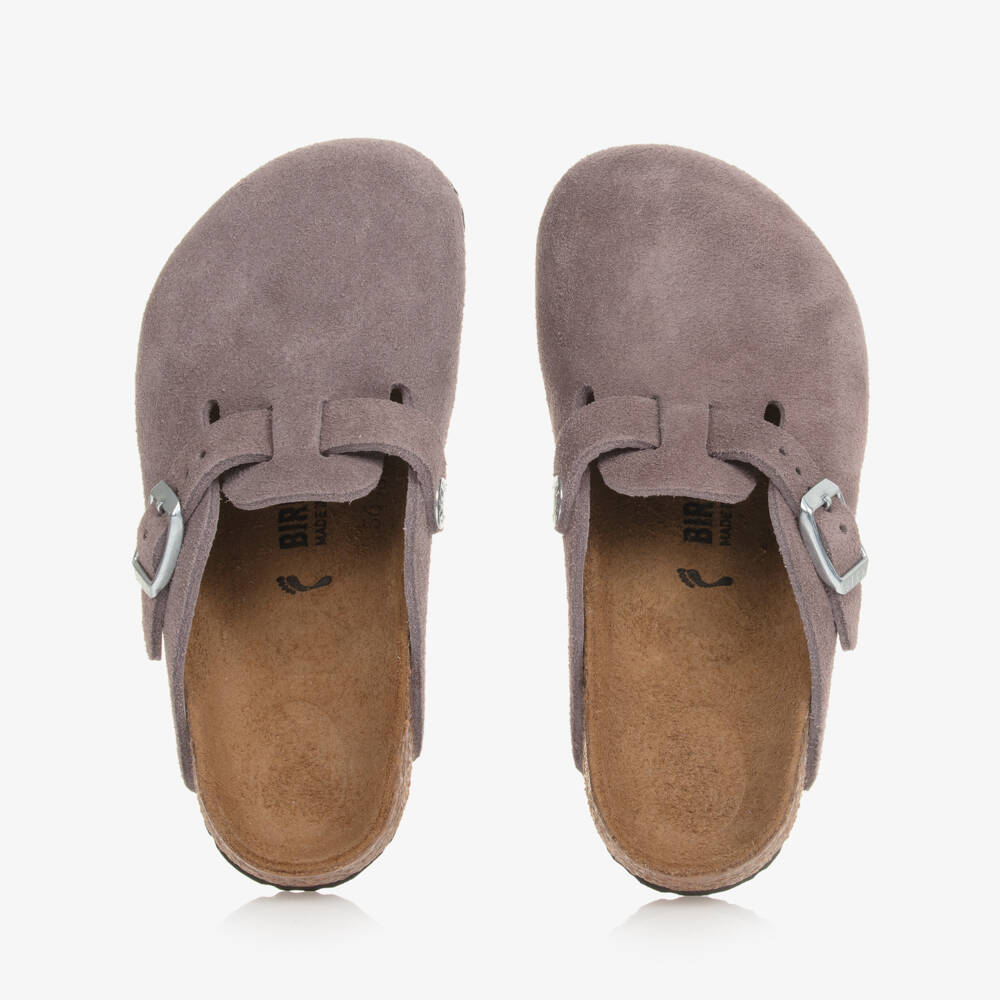 Birkenstock-Girls Violet Suede Clog Sandals | Childrensalon Outlet