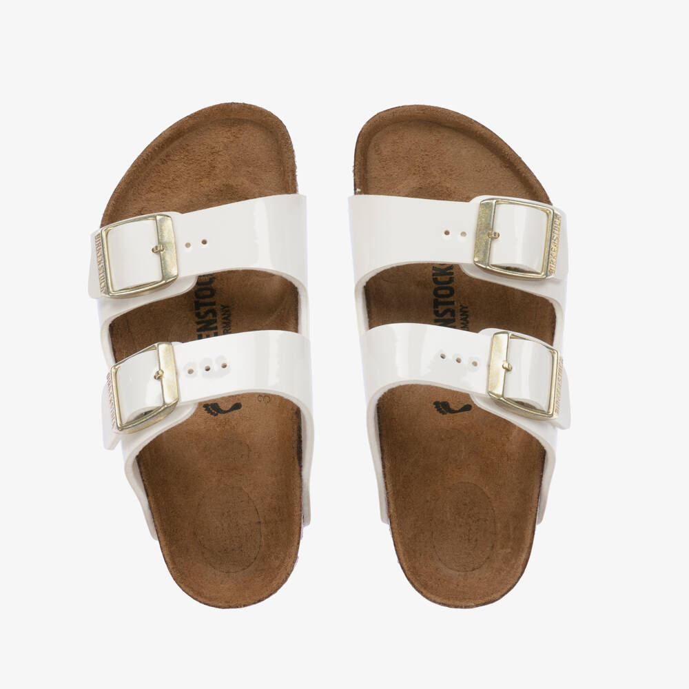 Birkenstock-Girls White Patent Faux Leather Sandals | Childrensalon Outlet