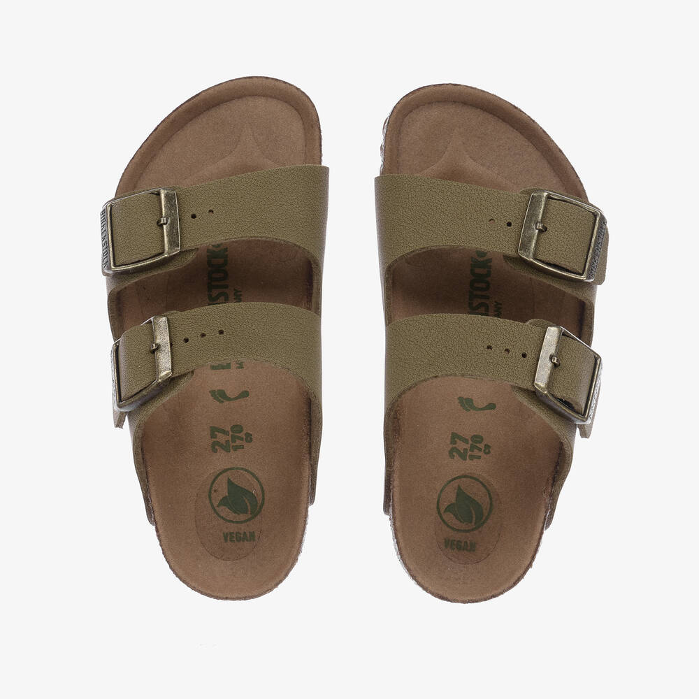 Birkenstock-Green Faux Leather Sandals | Childrensalon Outlet