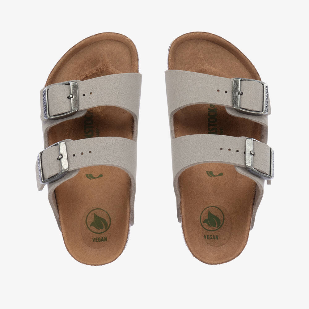 Birkenstock-Grey Faux Leather Sandals | Childrensalon Outlet