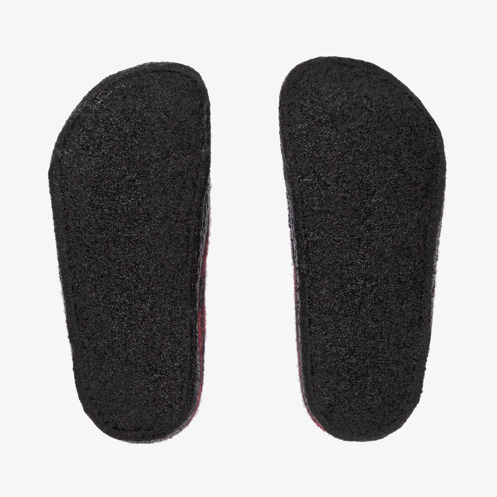 Birkenstock-Red Check Wool Lined Slippers | Childrensalon Outlet