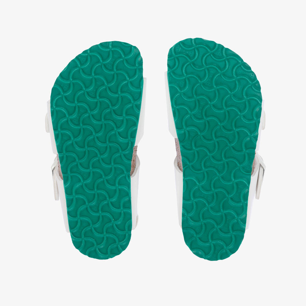 Birkenstock-White Faux Leather Sandals | Childrensalon Outlet