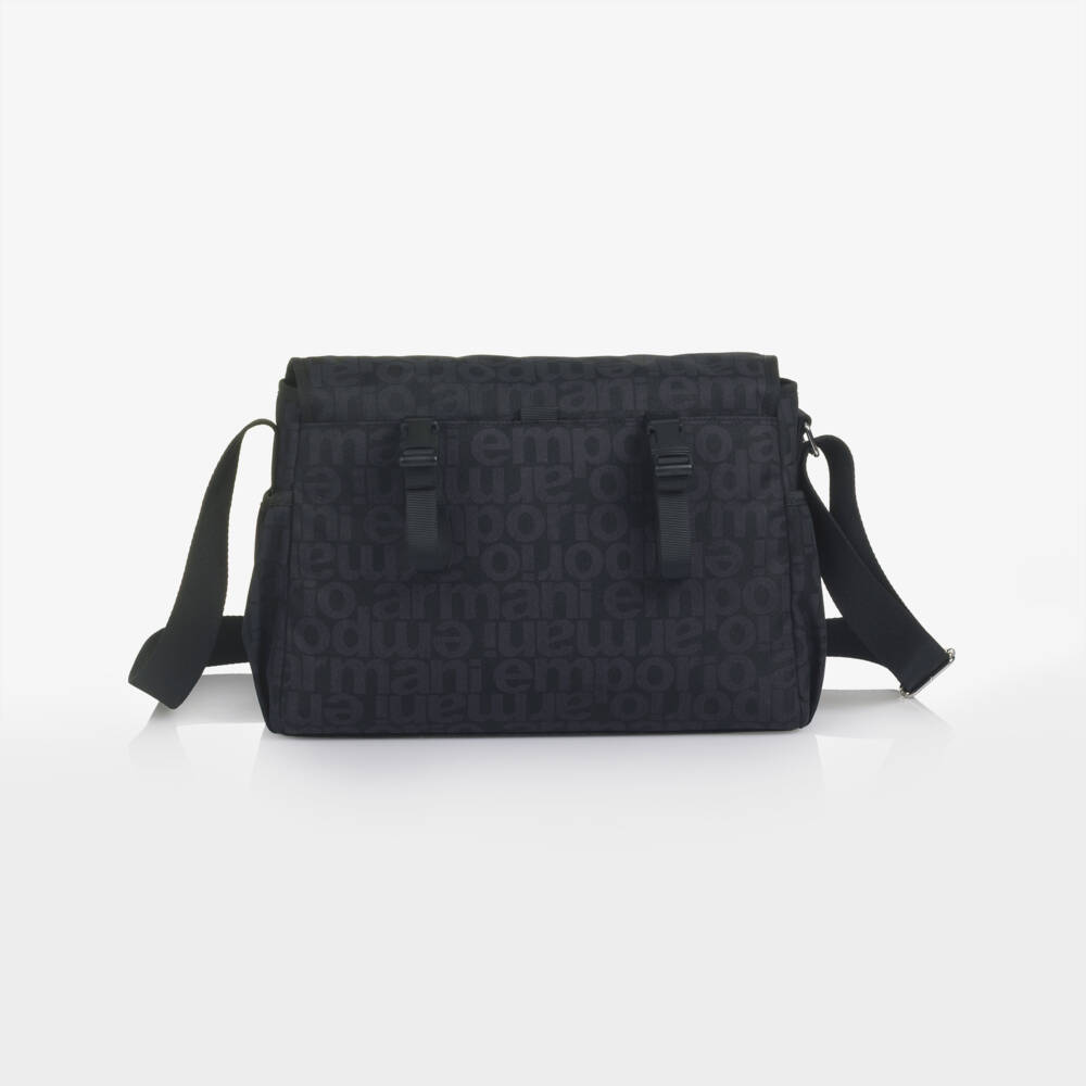 Emporio Armani-Black & Blue All-over Logo Changing Bag (36cm) | Childrensalon Outlet