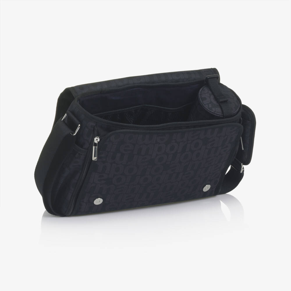 Emporio Armani-Black & Blue All-over Logo Changing Bag (36cm) | Childrensalon Outlet