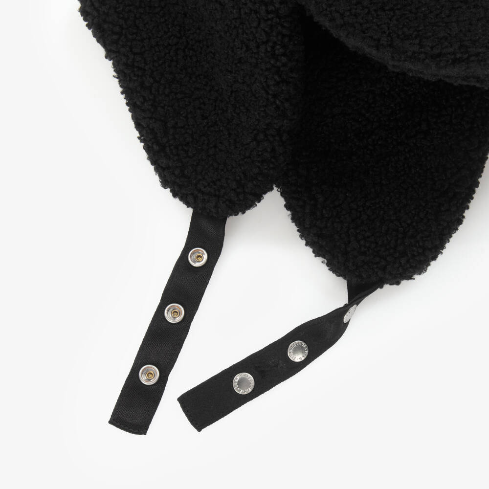 Parajumpers-Black Bouclé Fleece Trapper Hat | Childrensalon Outlet