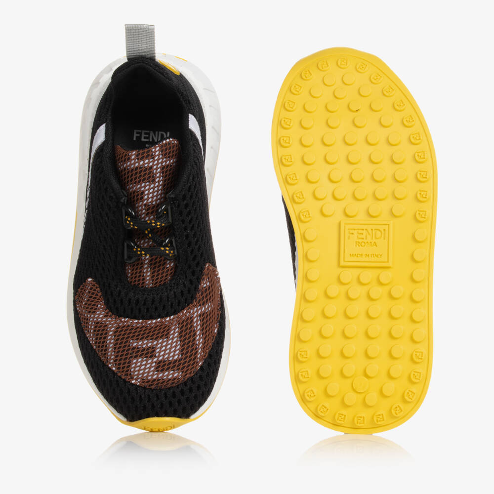 Fendi-Black & Brown FF Logo Trainers | Childrensalon Outlet