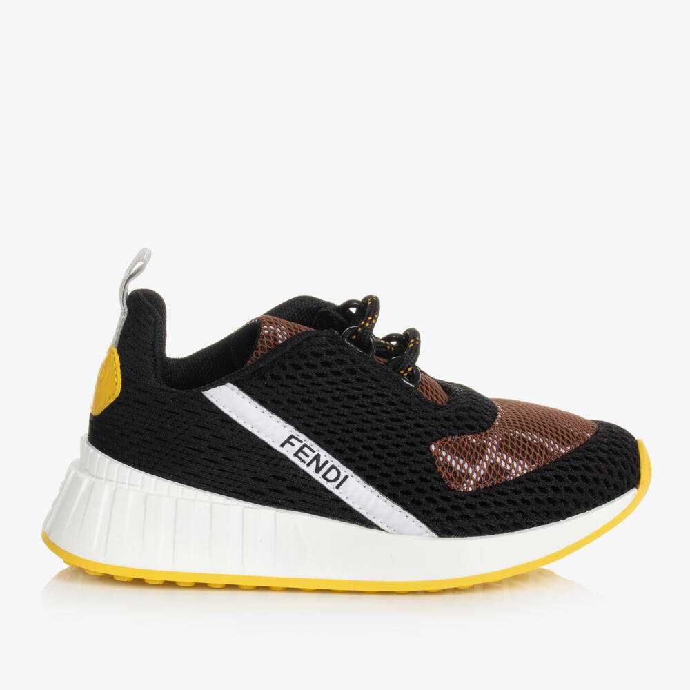 Fendi-Black & Brown FF Logo Trainers | Childrensalon Outlet