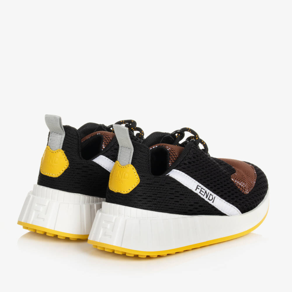 Fendi-Black & Brown FF Logo Trainers | Childrensalon Outlet