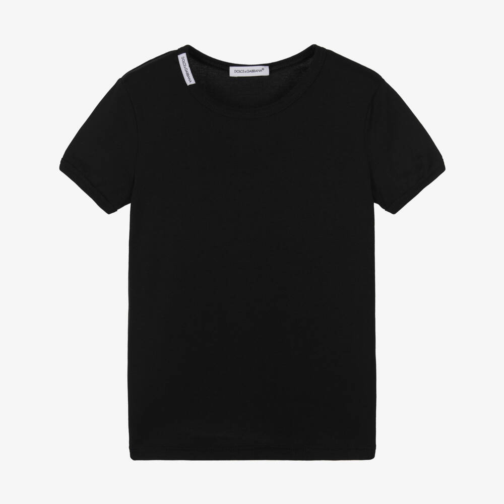Dolce & Gabbana-Black Cotton T-Shirts (2 Pack) | Childrensalon Outlet