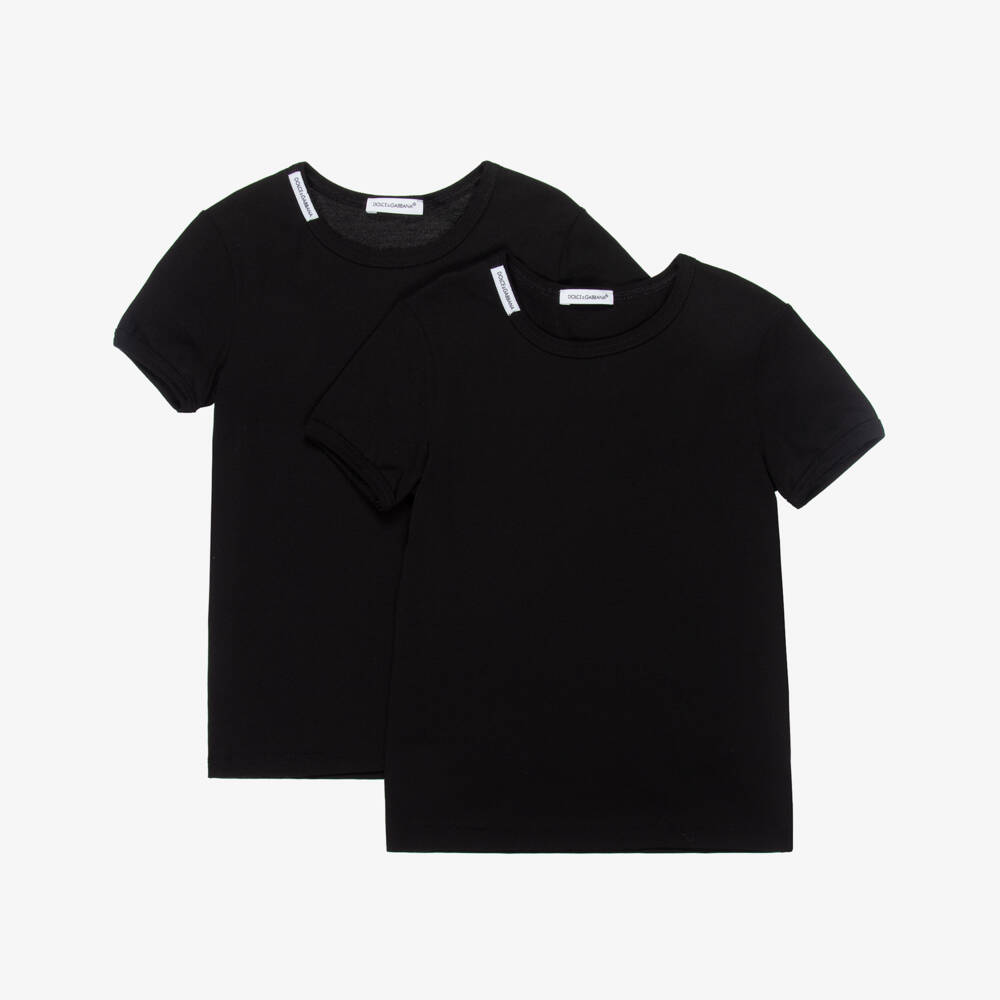 Dolce & Gabbana-Black Cotton T-Shirts (2 Pack) | Childrensalon Outlet