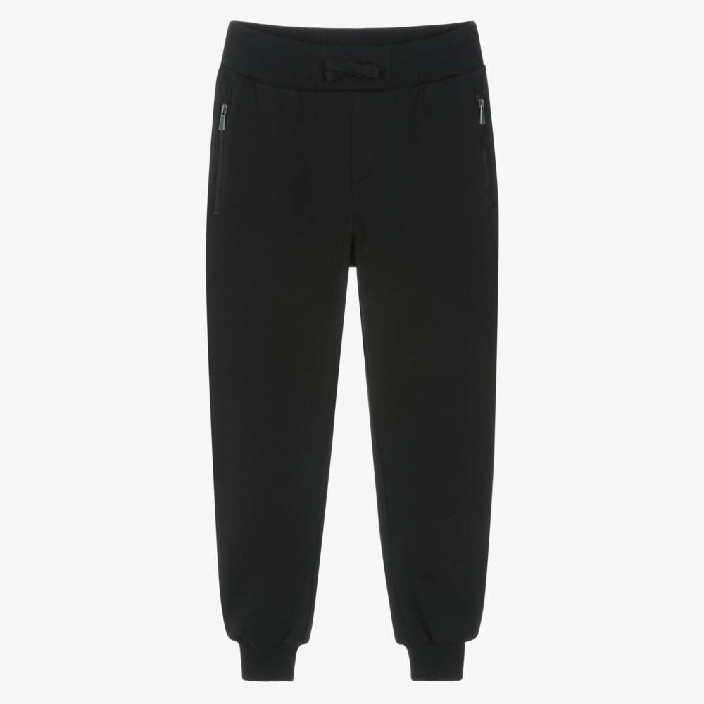 Moschino-Black Cotton Teddy Bear Joggers with Graffiti Logo | Childrensalon Outlet