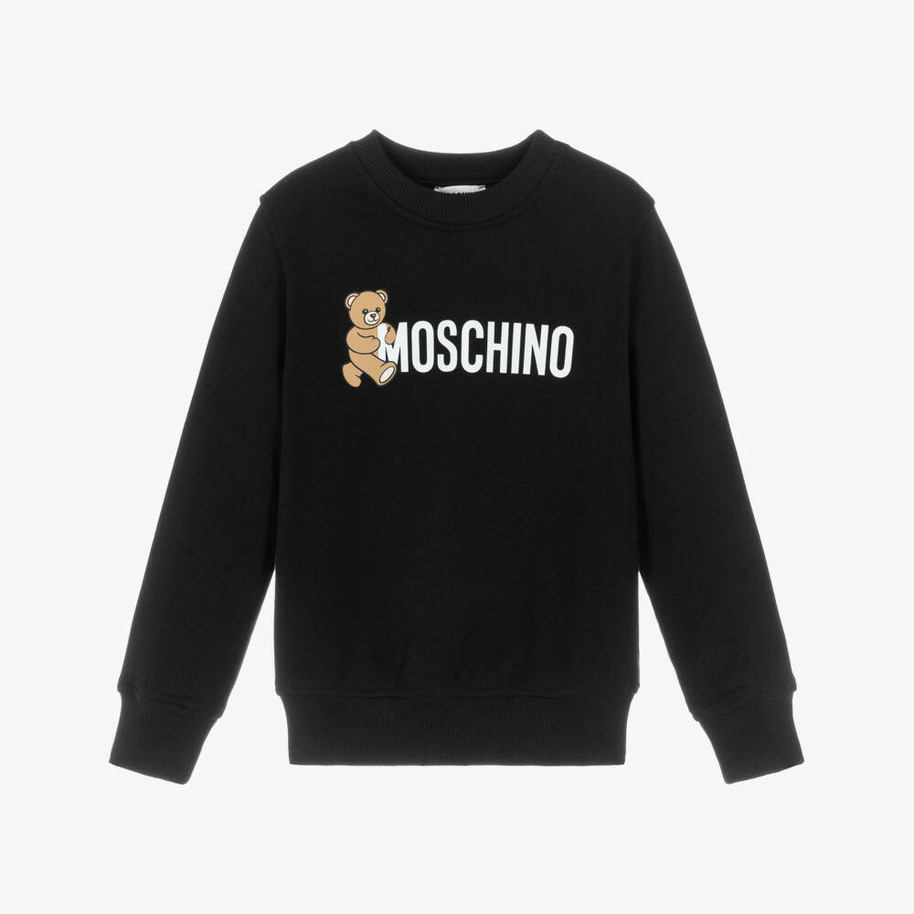 Moschino-Black Cotton Teddy Bear Logo Sweatshirt | Childrensalon Outlet