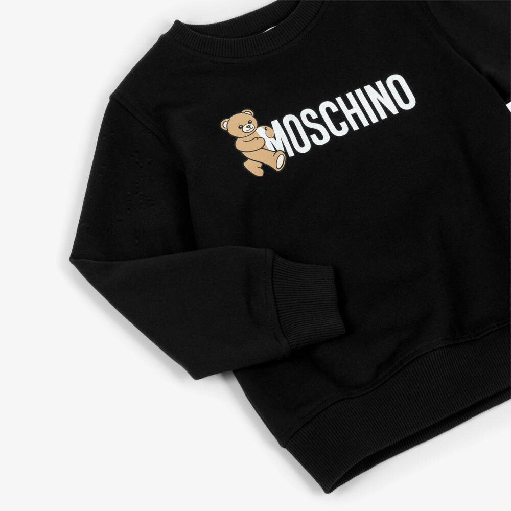 Moschino-Black Cotton Teddy Bear Logo Sweatshirt | Childrensalon Outlet