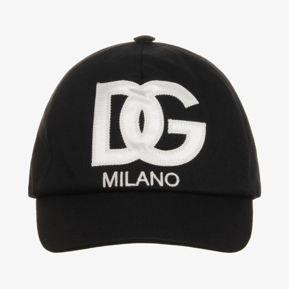 Dolce & Gabbana-Black DG Milano Cotton Cap | Childrensalon Outlet
