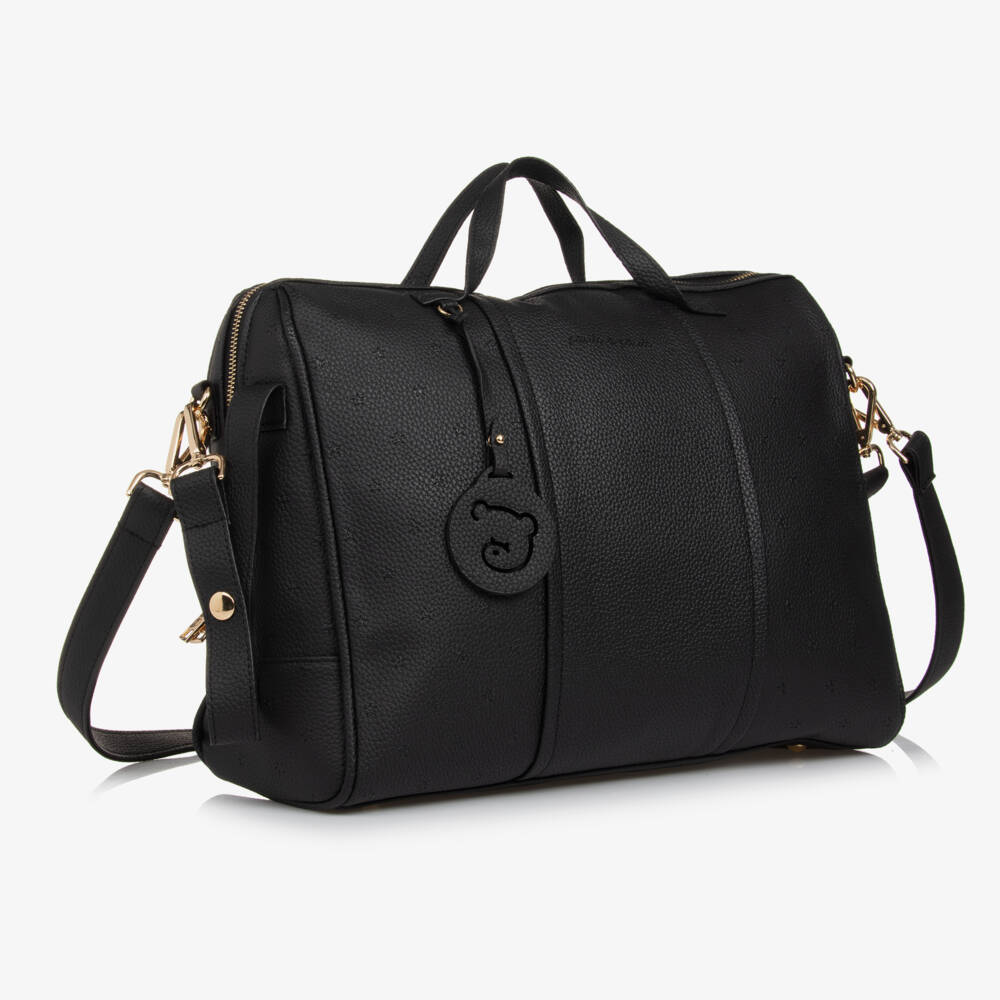 Pasito a Pasito-Black Faux Leather Changing Bag (38cm) | Childrensalon Outlet