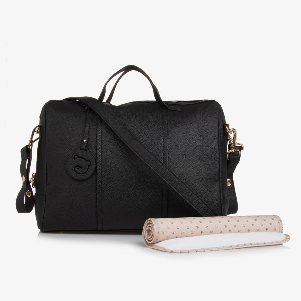 Pasito a Pasito-Black Faux Leather Changing Bag (38cm) | Childrensalon Outlet