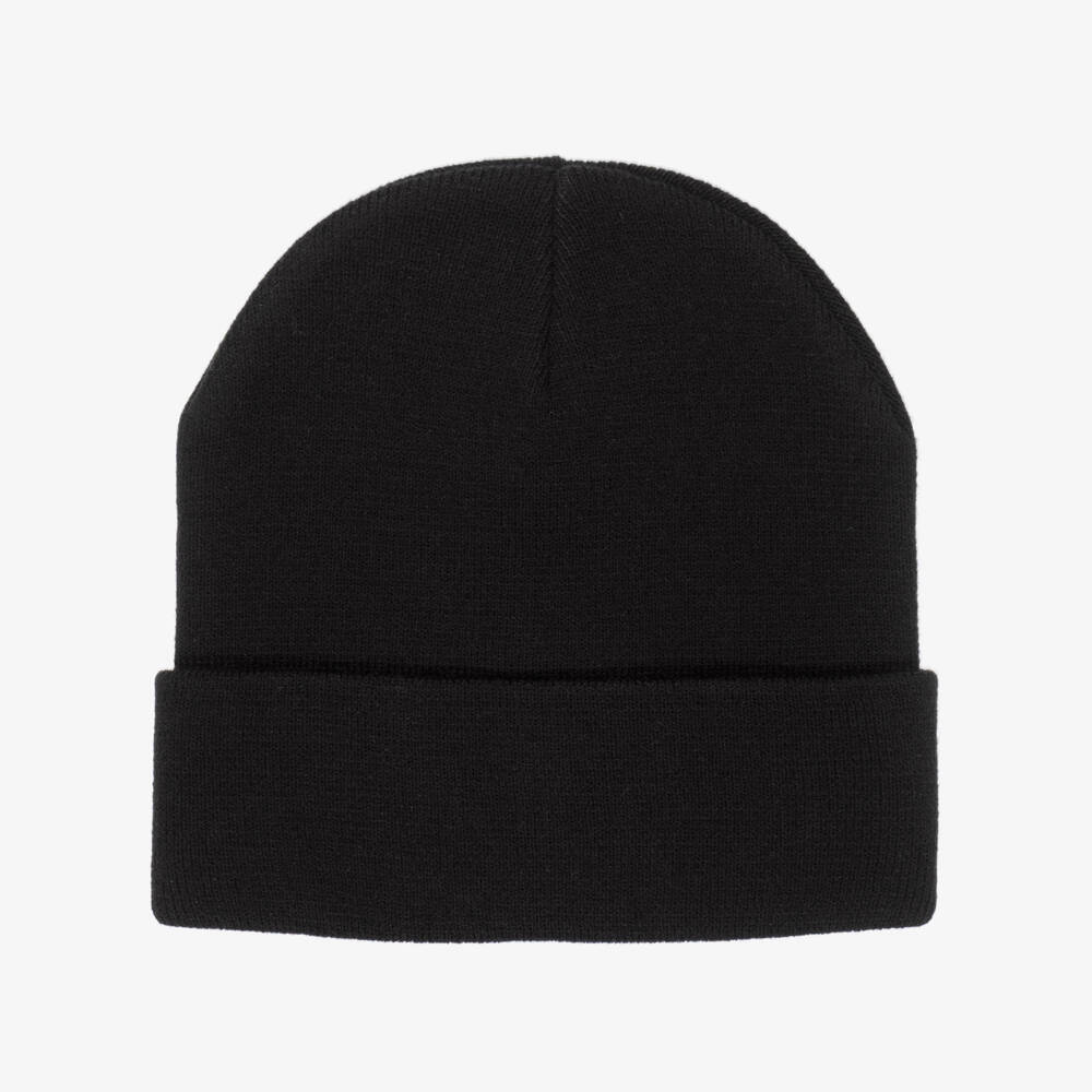 EA7 Emporio Armani-Black Knitted Beanie with Logo | Childrensalon Outlet