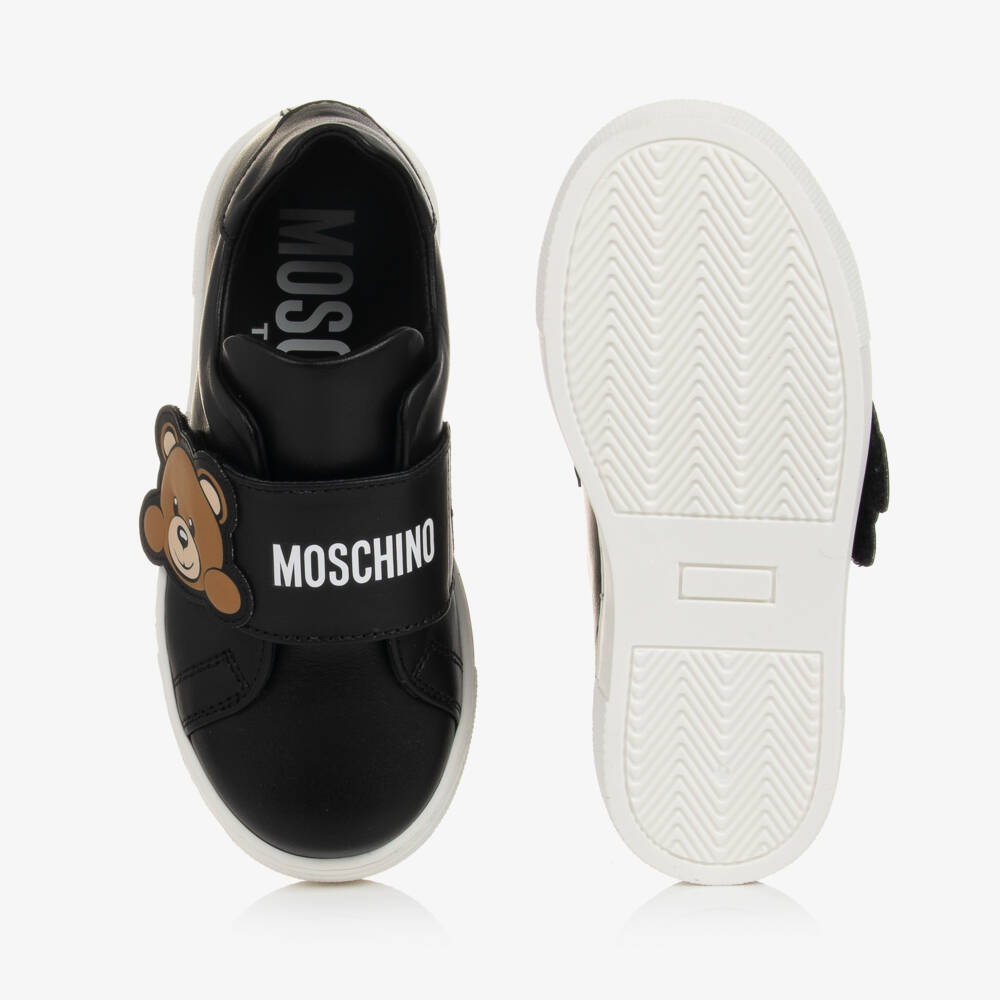 Moschino Kid-Teen-Black Leather Teddy Bear Trainers | Childrensalon Outlet